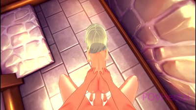 (트랩) 엘프 메이드가 세수를 도와줍니다.